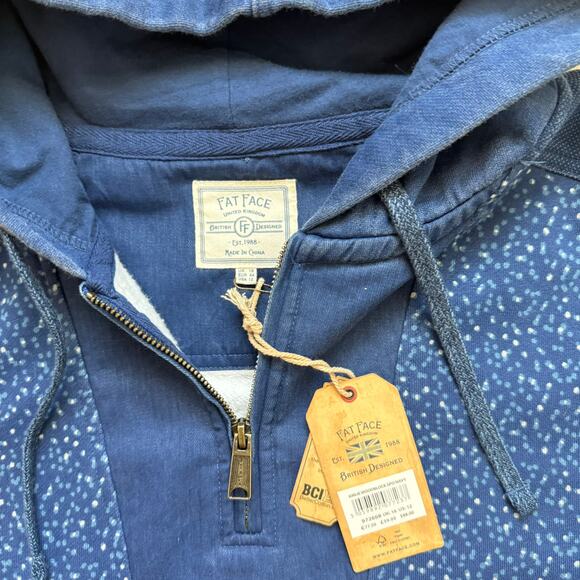 Women's NWT Fat Face Blue Speckled Half-Zip Hoodie, Size 12 - Picture 7 of 9